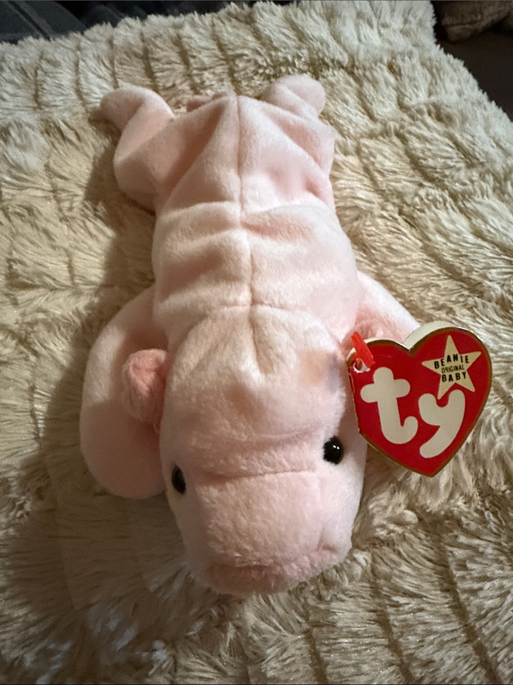 Vintage Ty Pink Pig Beanie Plush with Heart Tag